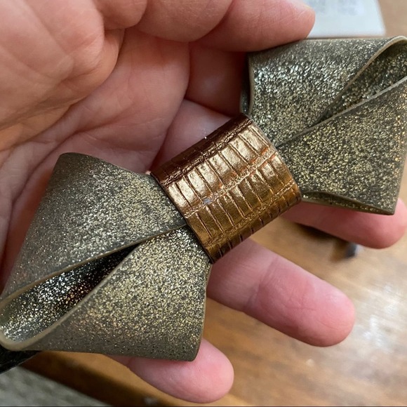 Loft skinny belt with bow golden metallic flirty fun size M - Picture 2 of 3